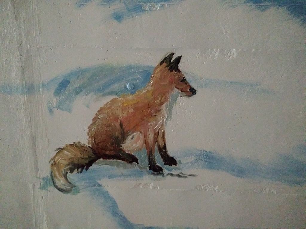 fox painted in mural in charnock hill tunnel on mcrt